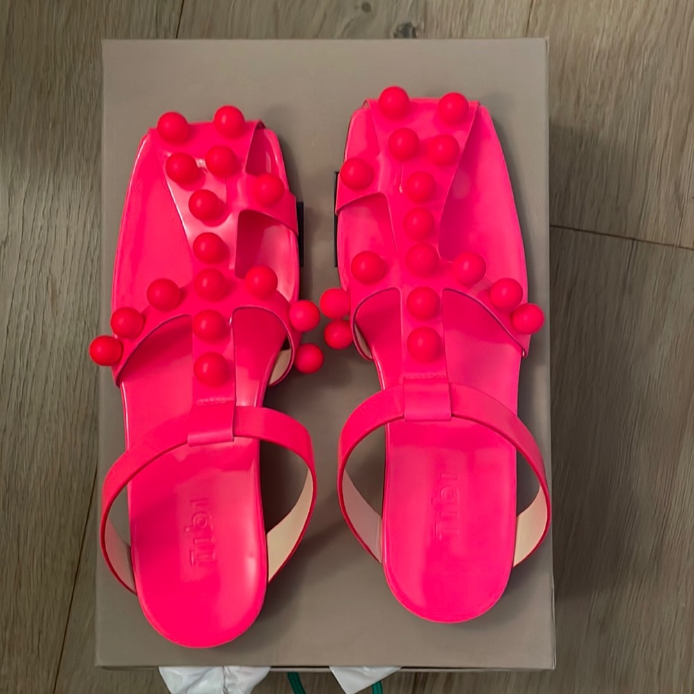 Tibi neon Dex sandals size 8